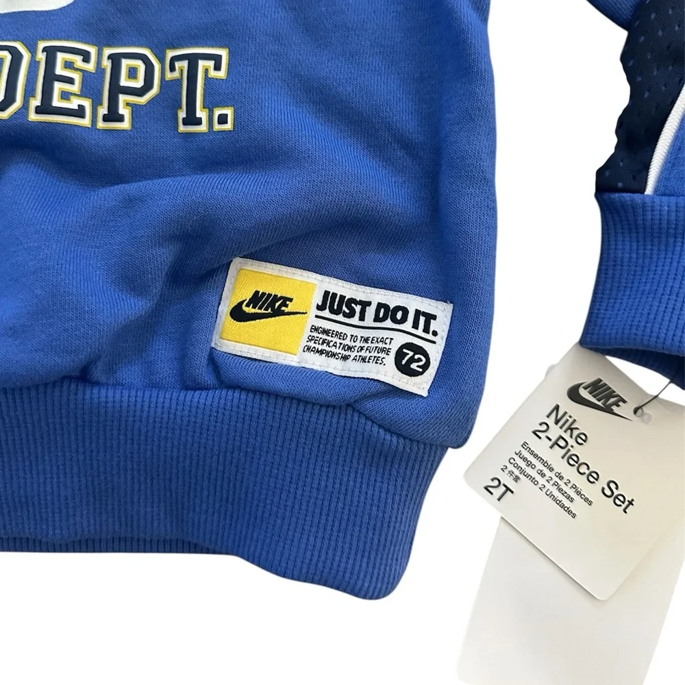 Nike Blue Sporty Athletic Crewneck Sweatshirt & Jogger Pants Boys Size 2T NWT
